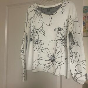 Tahari Black and White Floral Sweater